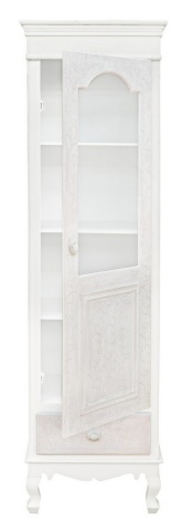 Vitrină Clorine cu 1 ușă și 1 sertar, cu motive florale încrustate, din MDF cu finisaj mat, 50x34x181 cm - Img 6