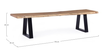 Bancă dining Artur, 2 locuri, din lemn de salcâm și oțel, 178x45x45 cm - Img 2