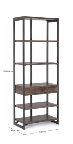 Bibliotecă Calixte cu 1 ușă din lemn de mango și oțel 202.8 cm - Img 2