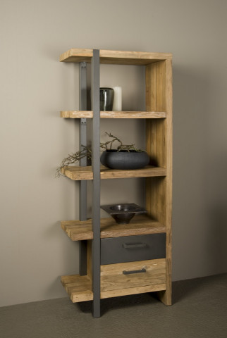 Biblioteca din tec reciclat 77.5x190 cm - Img 2