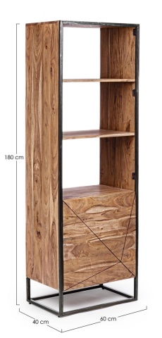 Bibliotecă Egon din lemn masiv și cadru din oțel 180 cm - Img 2