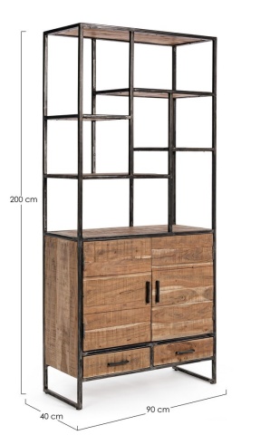Bibliotecă Elmer din lemn de acacia maro 200 cm - Img 2