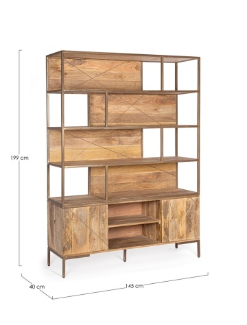 Bibliotecă Jaidev din lemn de mango maro 199 cm - Img 2