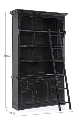 Bibliotecă Jefferson Black din lemn de mango neagra 233.7 cm - Img 2