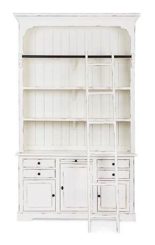 Bibliotecă Jefferson din lemn de mango alb antichizat 233.7 cm - Img 3