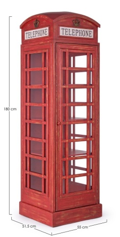 Bibliotecă RED CABIN din lemn de brad rosie 180 cm - Img 2