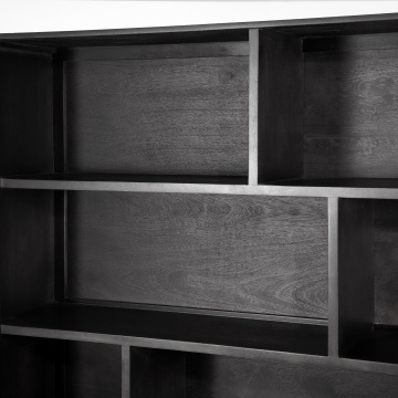 Biblioteca Remi din lemn de mango negru 200x37x200 cm - Img 7