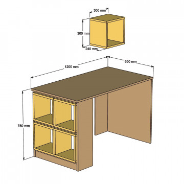 Birou din pal melaminat Box nuc si alb 120 cm - Img 5