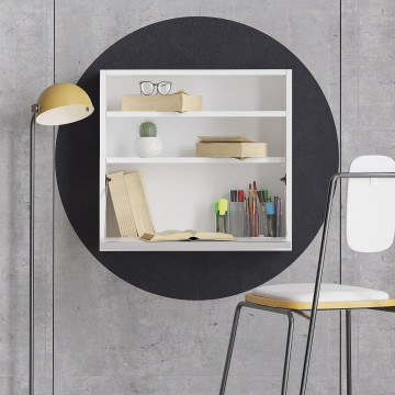 Birou rabatabil de perete din pal melaminat Optimum Alb 64 cm - Img 2