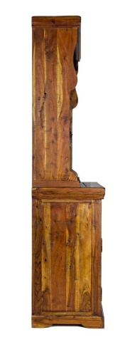 Bufet cu vitrină Chateaux, din lemn masiv de acacia indiană, finisaj rustic antichizat, 107x45x190 cm - Img 5