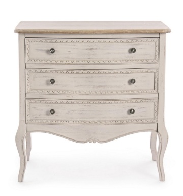 Comodă Clarisse cu 3 sertare, din lemn Paulownia și MDF, finisaj mat, 80x40x80 cm - Img 3