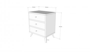 Comoda din pal melaminat cu 3 sertare Liza nuc 50 cm - Img 5