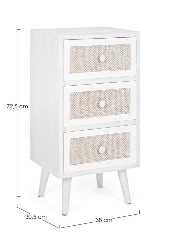 Comodă Montiel cu 3 sertare, din MDF și material textil, 38x30.5x72.5 cm - Img 2