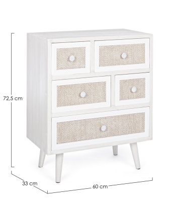 Comodă Montiel cu 5 sertare, din MDF și material textil, 60x33x72.5 cm - Img 2