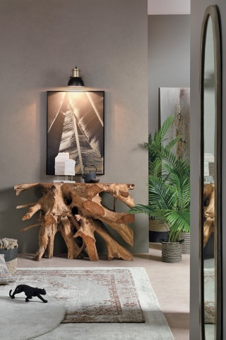 Consolă din rădăcini de tec Solidad, 120 cm, 120x40x77 cm - Img 8