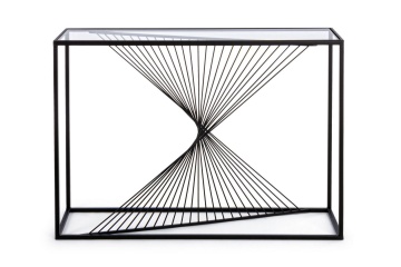 Consolă Espiral, din oțel și sticlă securizată, 107x30.5x79 cm - Img 3