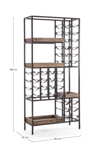 Dulap bar din oțel și lemn de salcâm, 86 x 35 x 180 cm - Img 2