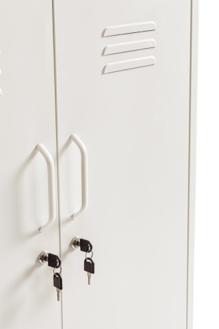 Dulapior Cambridge, cu 2 uși și 2 rafturi ajustabile, din metal vopsit electrostatic, alb crem, 80x40x101.5 cm - Img 5