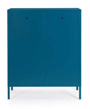 Dulapior Cambridge, cu 2 uși și 2 rafturi ajustabile, din metal vopsit electrostatic, albastru, 80x40x101.5 cm - Img 4