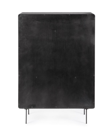 Dulapior Widald, cu 2 uși și 4 sertare, din MDF furniruit cu frasin și oțel, negru, 90x40x130.5 cm - Img 4