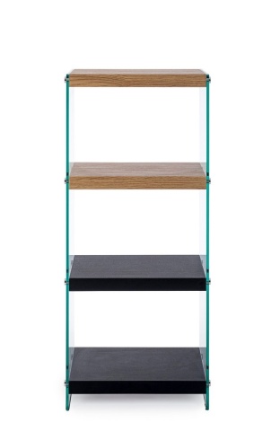 Etajera Line Wood din lemn cu sticlă neagră 100,5 cm - Img 3