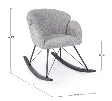 Fotoliu balansoar Sibilla, din poliester efect bouclé, stil vintage, gri deschis, 86 x 62 x 72 cm - Img 3