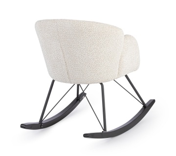 Fotoliu balansoar Sibilla, din poliester efect bouclé, stil vintage, natur, 86 x 62 x 72 cm - Img 2