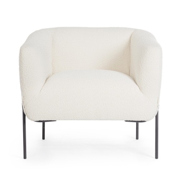 Fotoliu Claudine, bouclé, Alb, 78 x 74 x 73 cm - Img 3