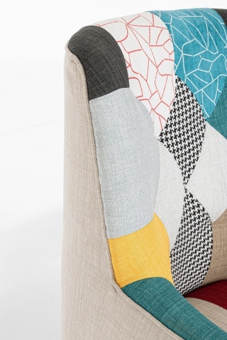 Fotoliu Galatea, din textil patchwork, 60x67x79 cm - Img 6