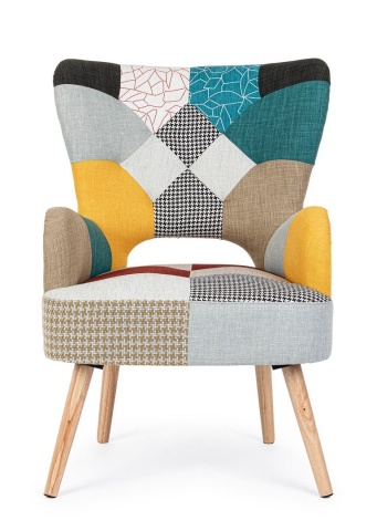 Fotoliu Galatea Queen, din textil patchwork, 65x68x92 cm - Img 3