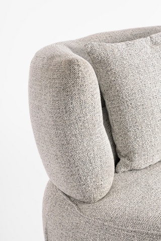 Fotoliu pivotant 360º, tapițat cu poliester efect chenille cu model punctat, picioare din oțel, gri, 80 x 93.5 x 96.5 cm - Img 6