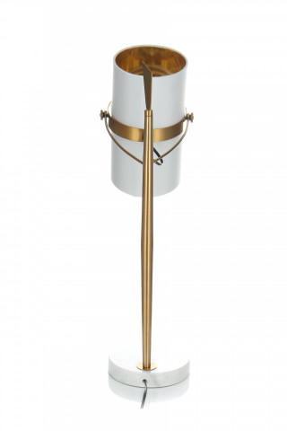 Lampa decorativa din tesatura/metal/marmura Novum alba/aurie, un bec - Img 4