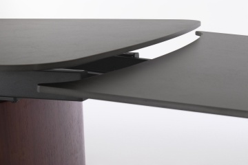 Masă dining extensibilă Mailis, 6-10 persoane, blat din gresie porțelanată efect marmură, picioare finisaj nuc, 180/260 x 90 cm - Img 6