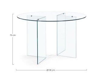 Masă dining fixă Iride, 6 locuri, din sticlă, Ø130 cm - Img 2
