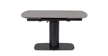 Masă dining Jeremias, extensibilă pentru 6-8 persoane, blat din gresie porțelanată cu efect de marmură gri mată, bază din oțel, 140-200x80x75 cm - Img 4