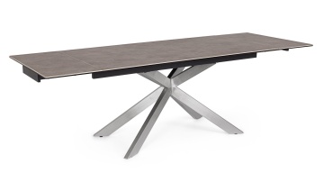Masă extensibilă pentru 8 persoane, cu blat ceramic și cadru din oțel inoxidabil, 160-240x90x76 cm