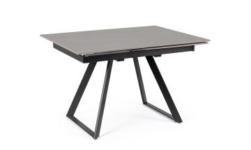 Masă extensibilă Reeta, blat gresie porțelanată efect marmură, 4-6 locuri, negru/gri, 120-180x90 cm - Img 2