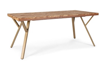 Masa Raida fixă, pentru 8 locuri, blat din lemn de acacia, 180x90x76 cm