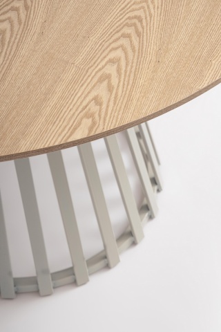 Masă rotundă Cillian, blat natur, picioare gri taupe cald, diametru 120 cm - Img 2