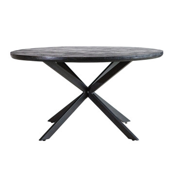 Masa rotunda cu blat din lemn de mango Steven 140x140x76 cm neagra - Img 2