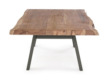 Măsuță de cafea Aron, din lemn de salcâm cu margini neregulate, picioare metalice, 115 x 65 cm - Img 4