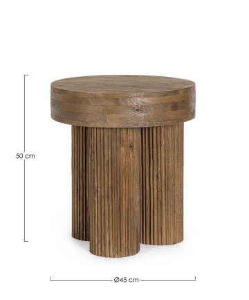 Măsuță de cafea Dacca, rotundă, din lemn de mango, maro, diametru 45 cm, înălțime 50 cm - Img 2