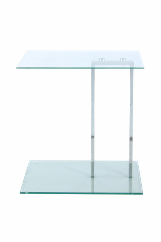 Masuta de cafea dreptunghiulara din sticla cu spatiu de depozitare Julius 45,7x35,5x48 cm transparenta/argintie - Img 3