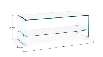 Măsuță de cafea dreptunghiulară Iride, din sticlă, 100x40x38 cm - Img 2