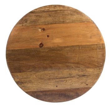 Măsuță de cafea Lancaster, rotundă, diametru 90 cm, din lemn reciclat și oțel, gri, 90x38 cm - Img 6