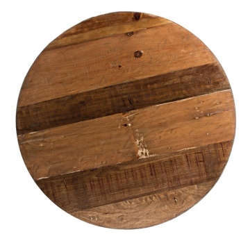 Măsuță de cafea Lancaster, rotundă, diametru 90 cm, din lemn reciclat și oțel, alb, 90x38 cm - Img 6