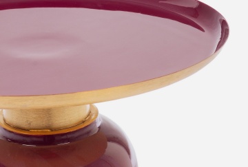 Măsuță de cafea Nalima, rotundă, din oțel emailat, burgundiu, diametru 40.5 cm, înălțime 45.5 cm - Img 4