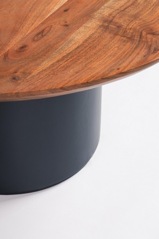 Măsuță de cafea Ojas, rotundă, din lemn de acacia și MDF, albastră, diametru 70 cm - Img 2
