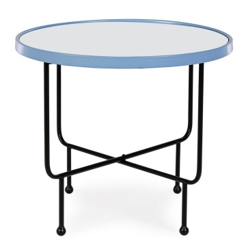 Măsuță de cafea Painter, rotundă, cu blat tip oglindă, oțel și sticlă, albastră, diametru 58.5 cm - Img 3