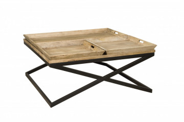 Masuta de cafea patrata din lemn 120x120x55 cm maro